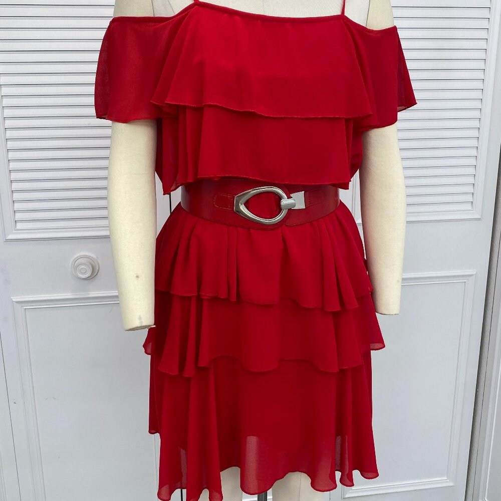 Dance Vintage Nanette Red Sz M Tiered Dress Special Events Valentines Christmas